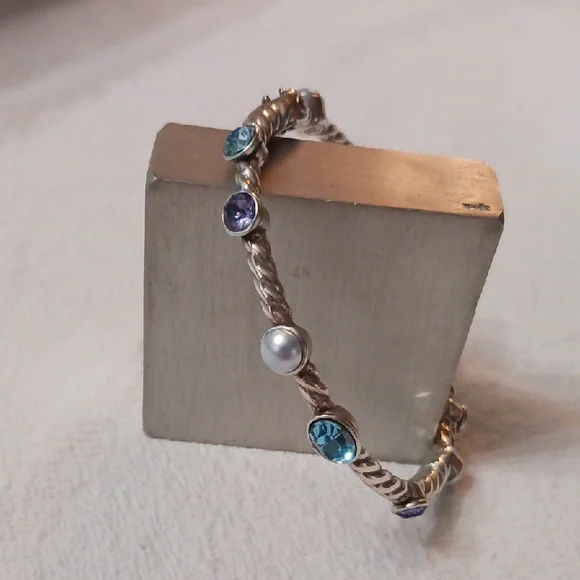 Brighton Silver Bracelet with Blue and Purple Accents
